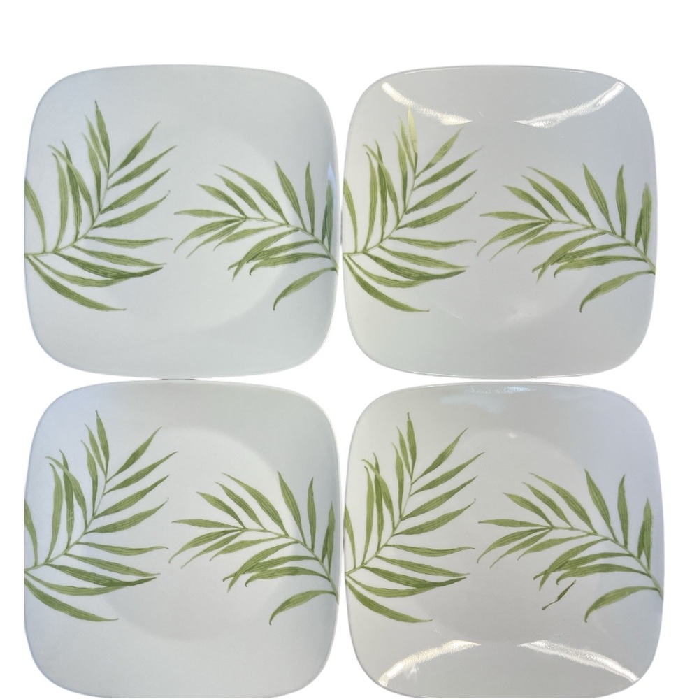 Corelle Bamboo Leaf Square Dinner Plates – Set of 4 – 10.5”